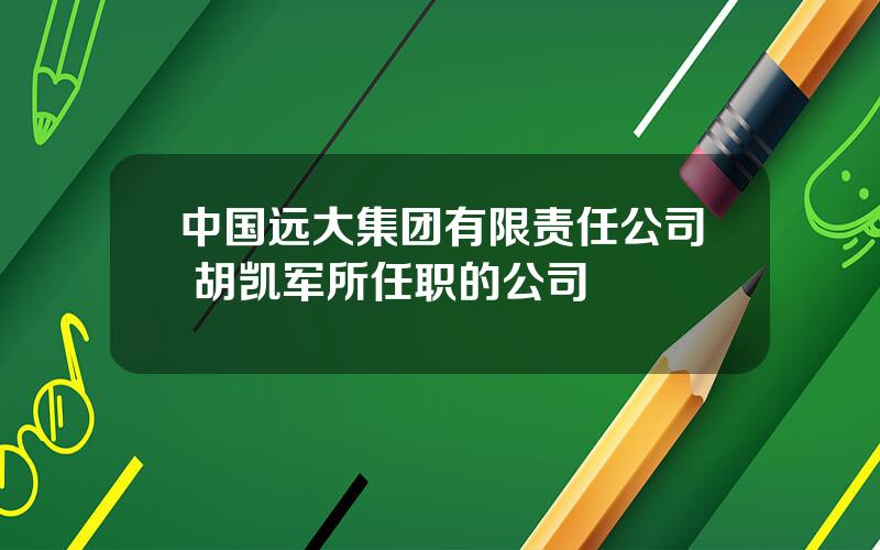 中国远大集团有限责任公司 胡凯军所任职的公司